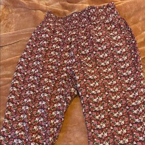 Lucy & Yak Floral Straight Leg Pants - Red and Pink